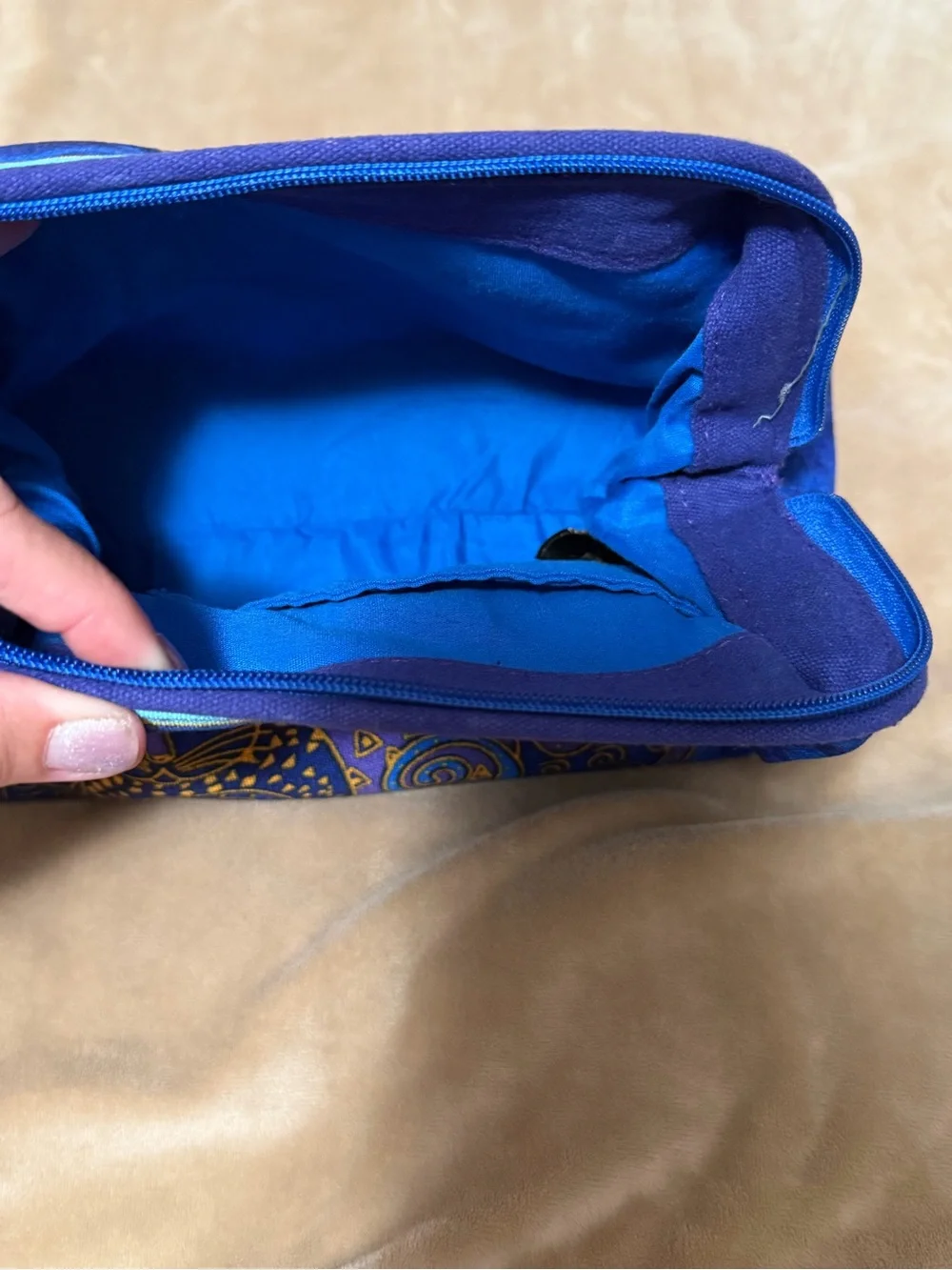 Laurel Burch Blue Cat-Print Clutch Cosmetic Pouch